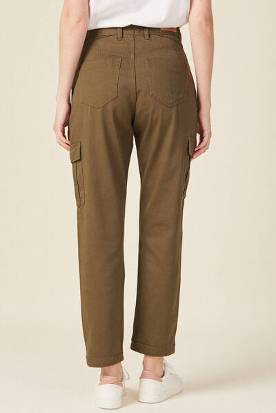Pantalon cargo vert kaki femme