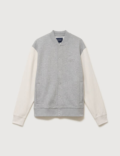 Sweat manches longues brod&eacute; gris clair homme