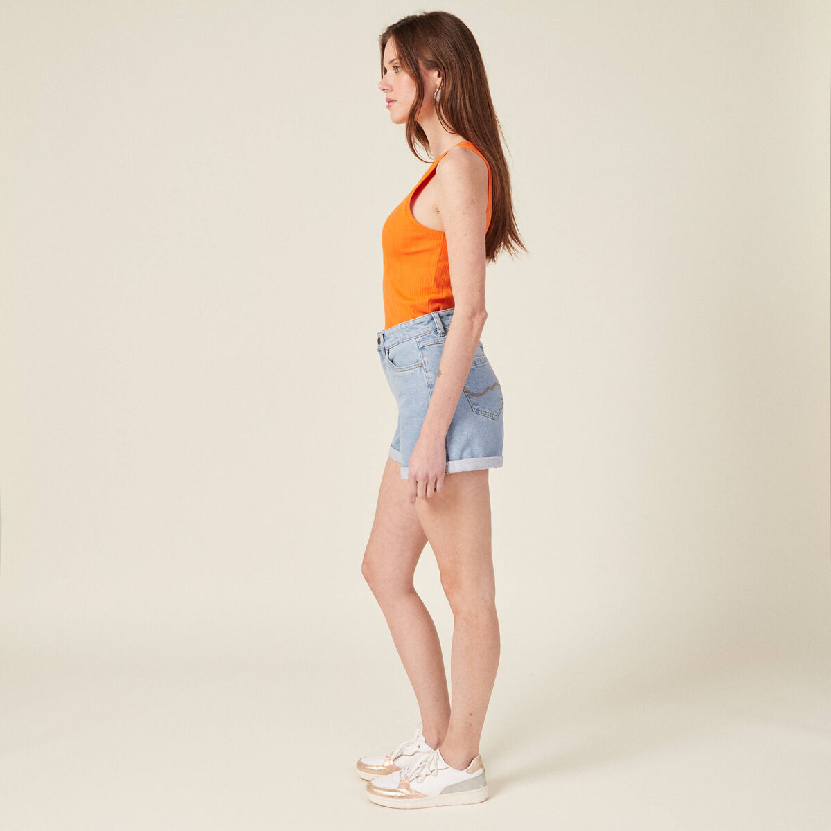 Débardeur bretelles larges orange femme
