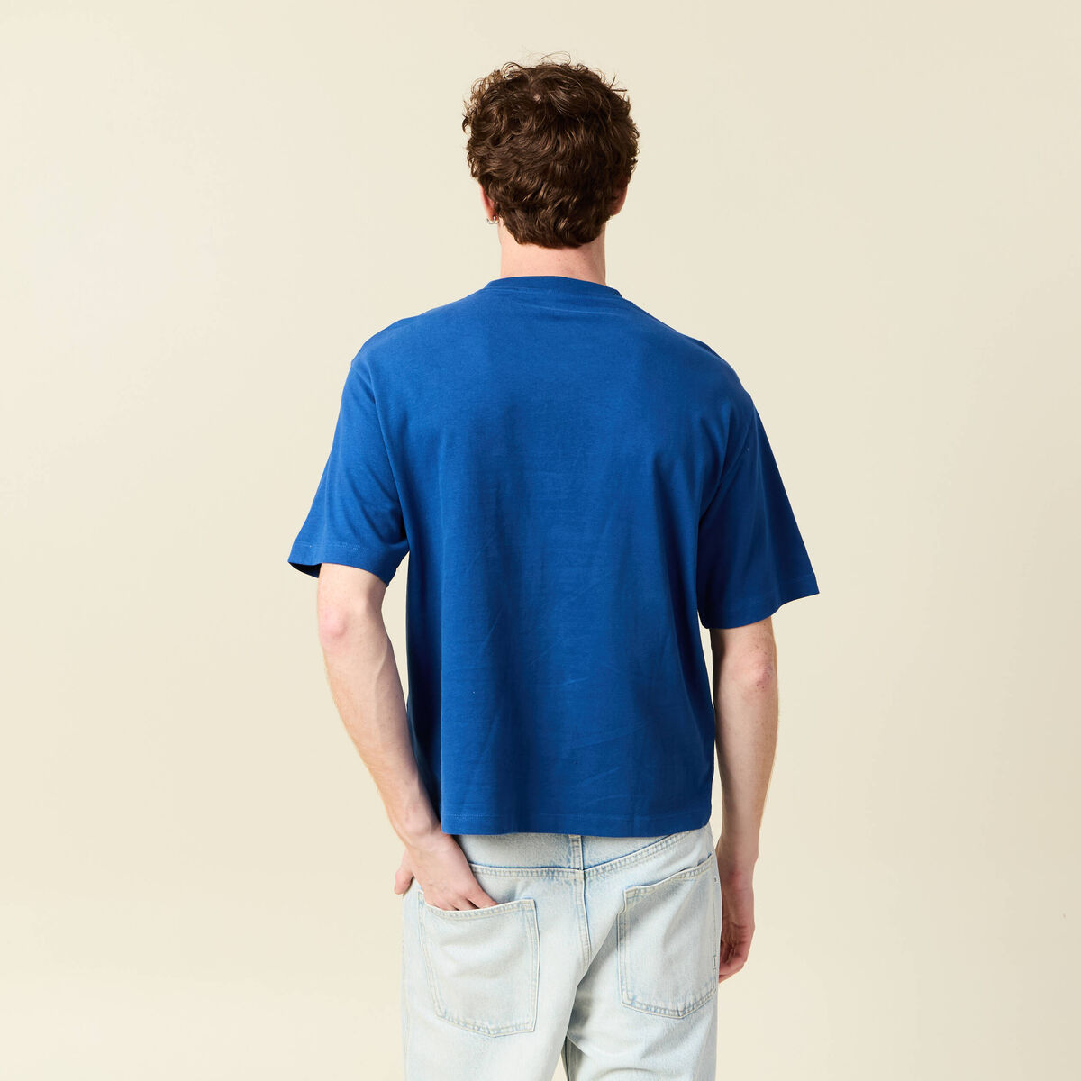 T-shirt oversize en coton bleu roi homme
