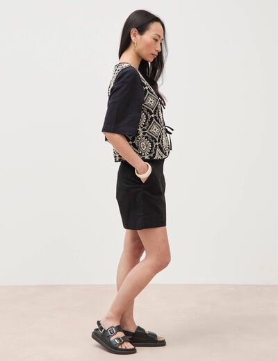 Cardigan sans manches avec broderies noir femme