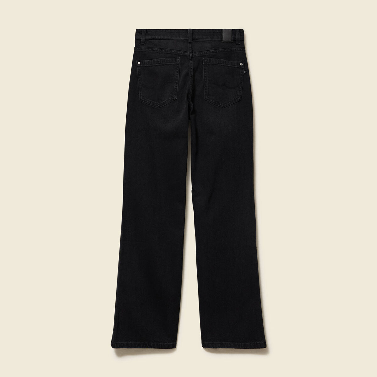 Jeans large taille haute denim noir femme