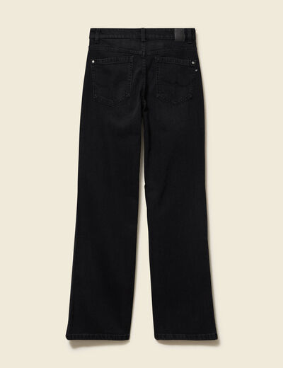 Jeans large taille haute denim noir femme