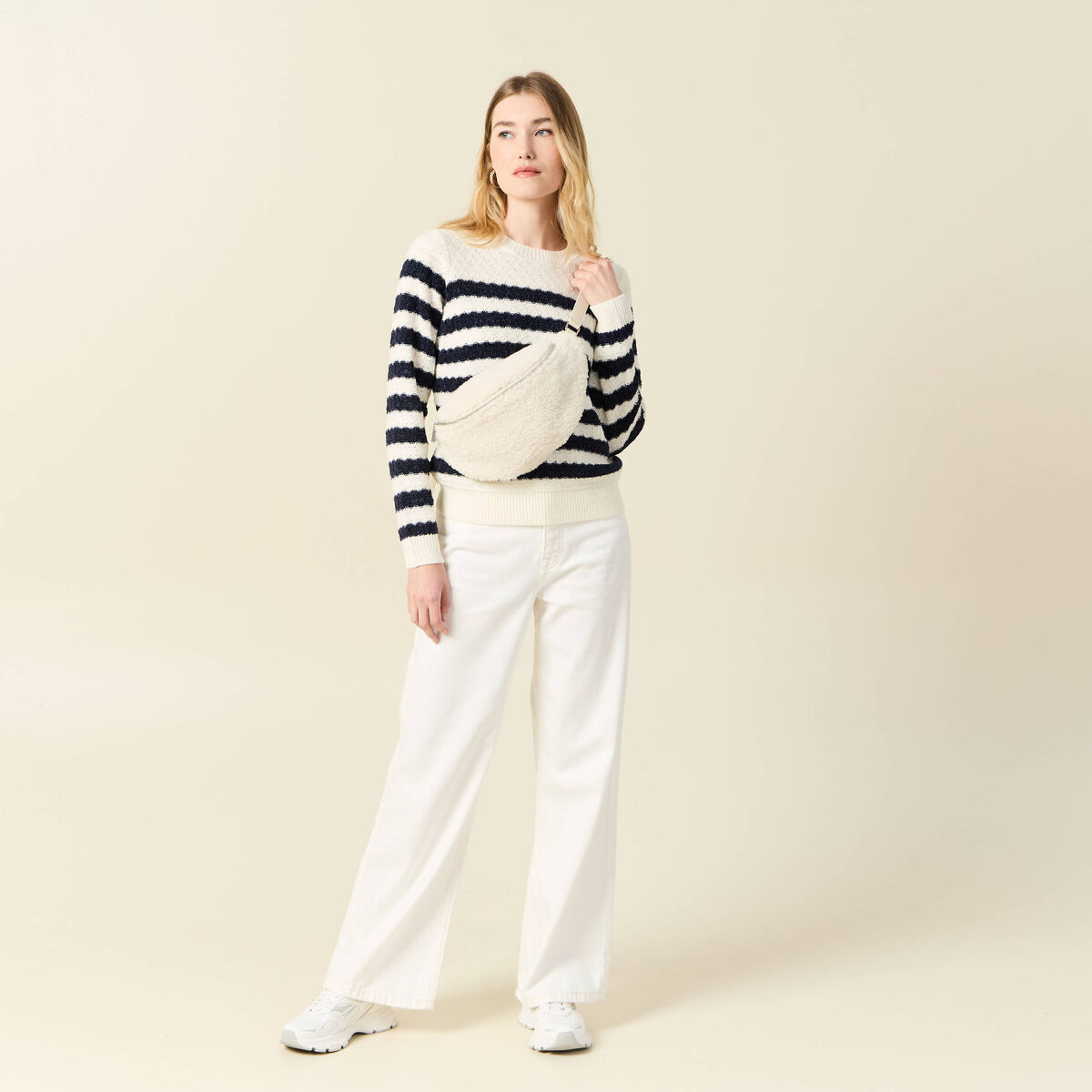 Pull manches longues bleu marine femme