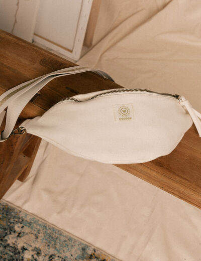 Banane coton sac bandouli&egrave;re ivoire femme