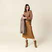 Jupe midi droite satin marron clair femme