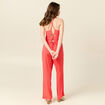 Combinaison pantalon bretelles rouge corail femme