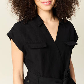 Combinaison pantalon ceinturée noir femme