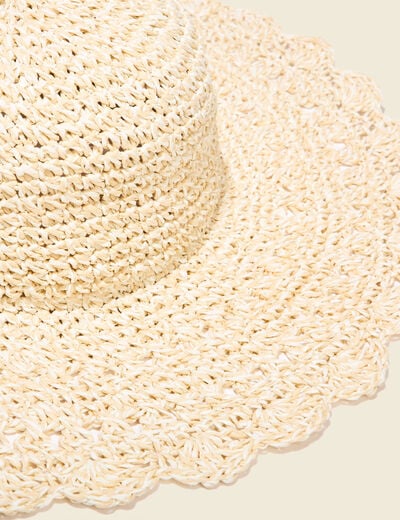 Chapeau tressé ecru femme