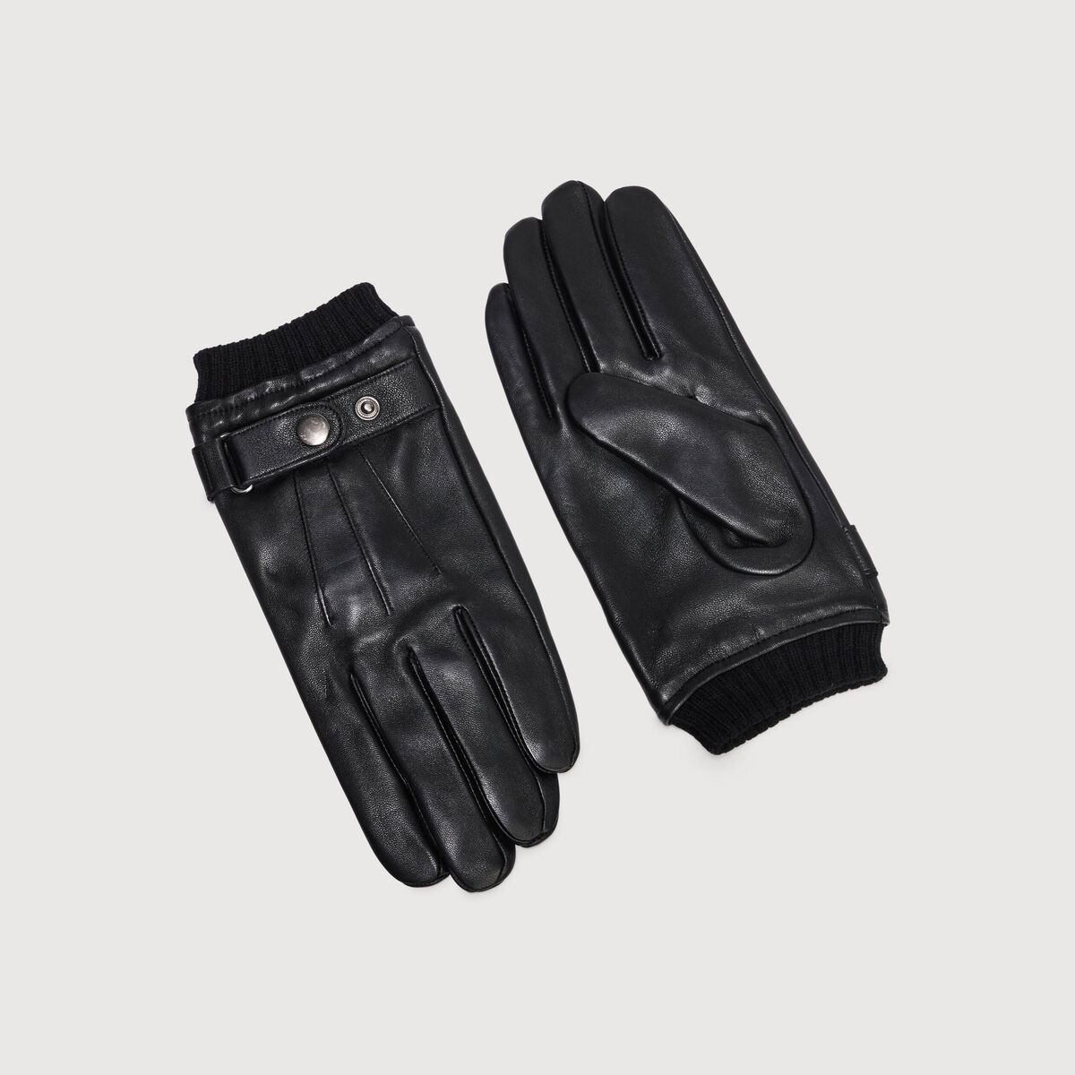 Gants en cuir avec doublure noir homme