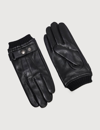 Gants en cuir avec doublure noir homme