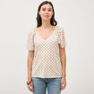 T-shirt manches courtes jaune pastel femme