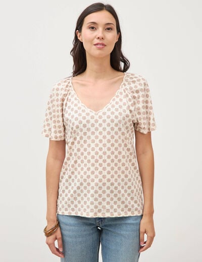 T-shirt manches courtes jaune pastel femme