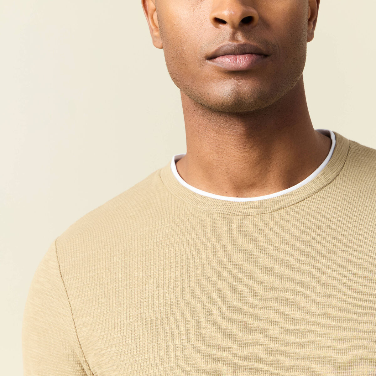 T-shirt manches longues taupe homme