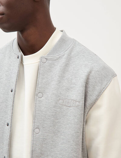 Sweat manches longues brod&eacute; gris clair homme