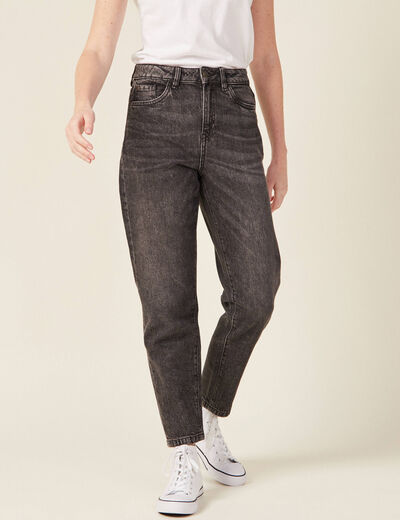 Jeans mom 7/8ème denim gris femme