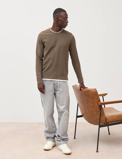 T-shirt manches longues taupe homme