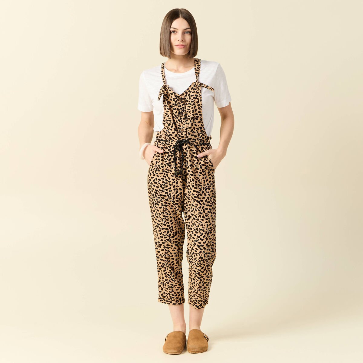 Salopette droite 7/8ème camel femme