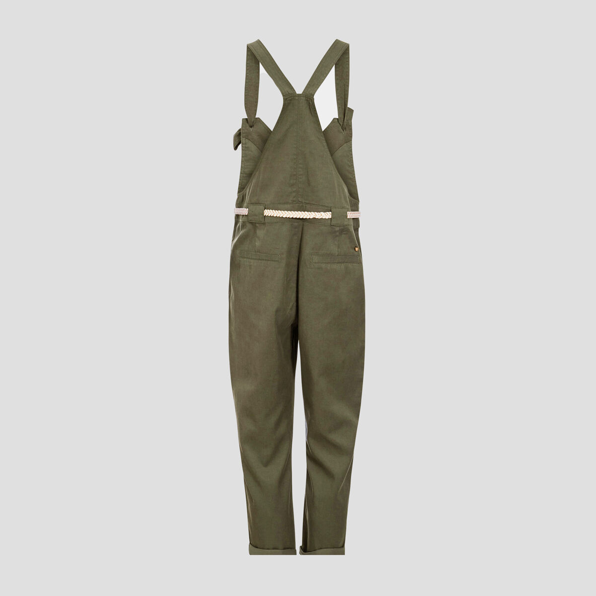 Salopette fluide boutonnée vert foncé femme