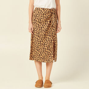 Jupe midi portefeuille fendue sable femme