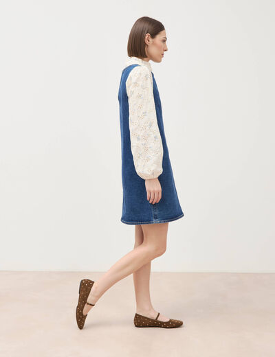Robe sans manches col rond en jeans denim stone femme