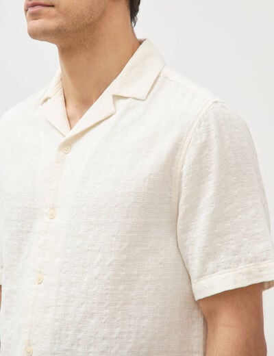 Col boyfriend manches courtes en coton ecru homme