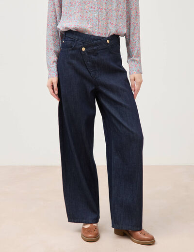 Jeans slouchy ceinture taille standard denim brut rinse femme