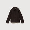 Manteau oversize court col tailleur marron fonc&eacute; femme