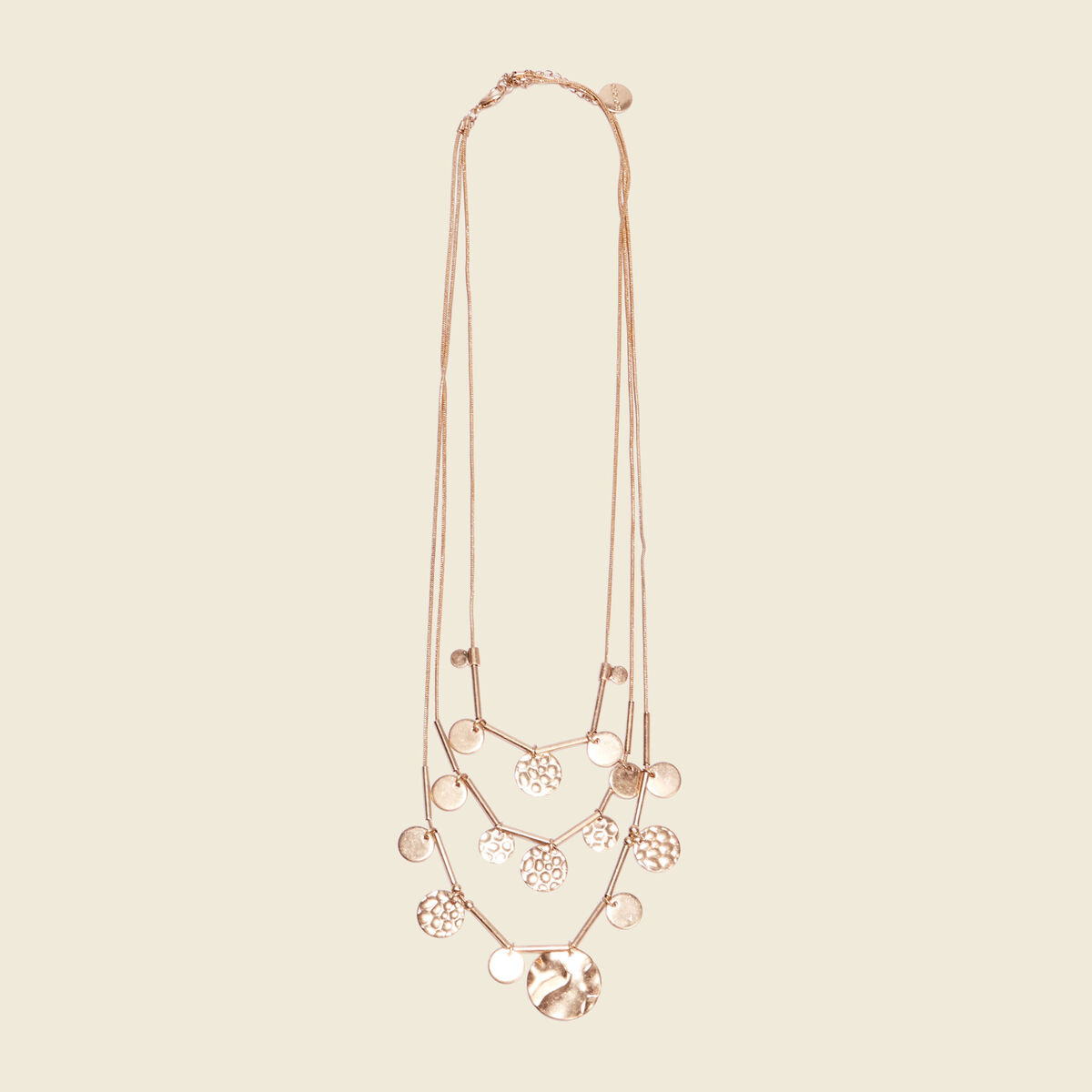 Collier multirangs piécettes couleur or femme
