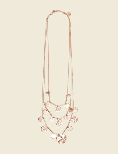 Collier multirangs piécettes couleur or femme