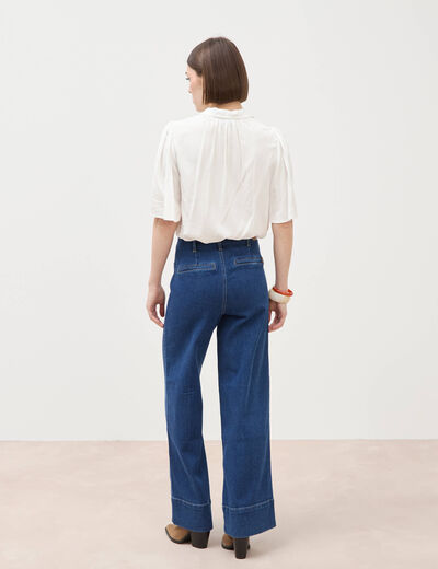 Jeans wide large taille haute bleu clair femme
