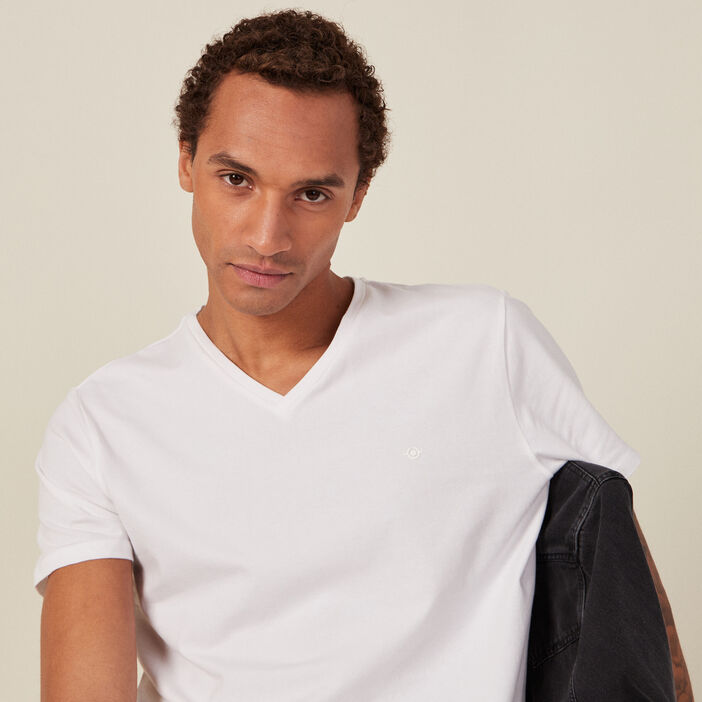 T-shirt col V Instinct blanc homme