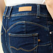 Jeans skinny 7/8&egrave;me taille haute denim brut femme