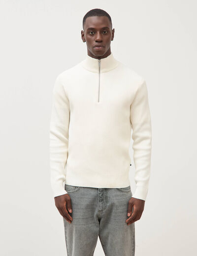 Pull col camionneur ecru homme
