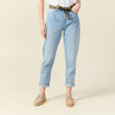 Jeans mom ceinture foulard denim bleach femme