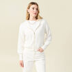 Gilet manches longues capuche ecru femme