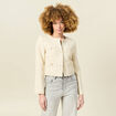 Veste tweed courte jaune pastel femme