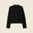 Veste droite courte col mao noir femme