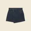 Jupe-short droite en jean denim brut rinse femme