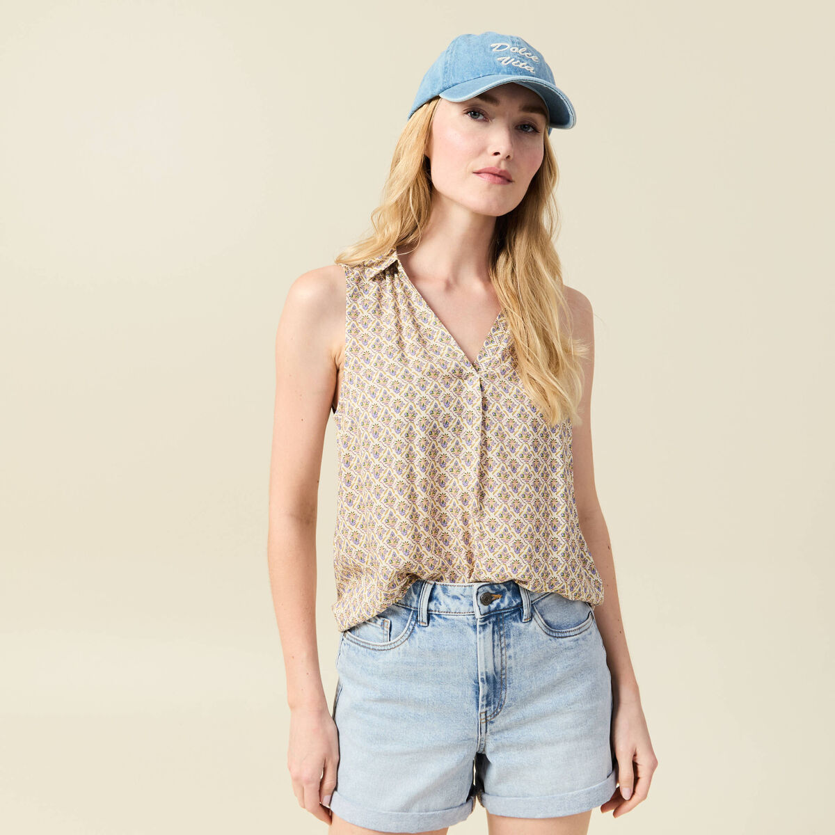Blouse sans manches blanc femme