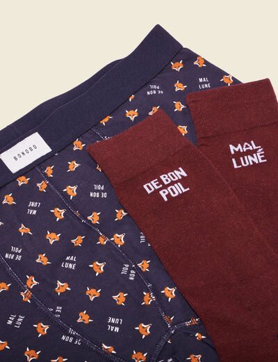 Ensemble boxer et chaussettes multicolore homme