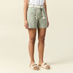 Short boyfriend ceinturé jean vert kaki femme