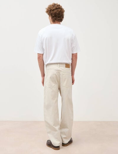 Jeans large longueur 32 en coton denim beige homme