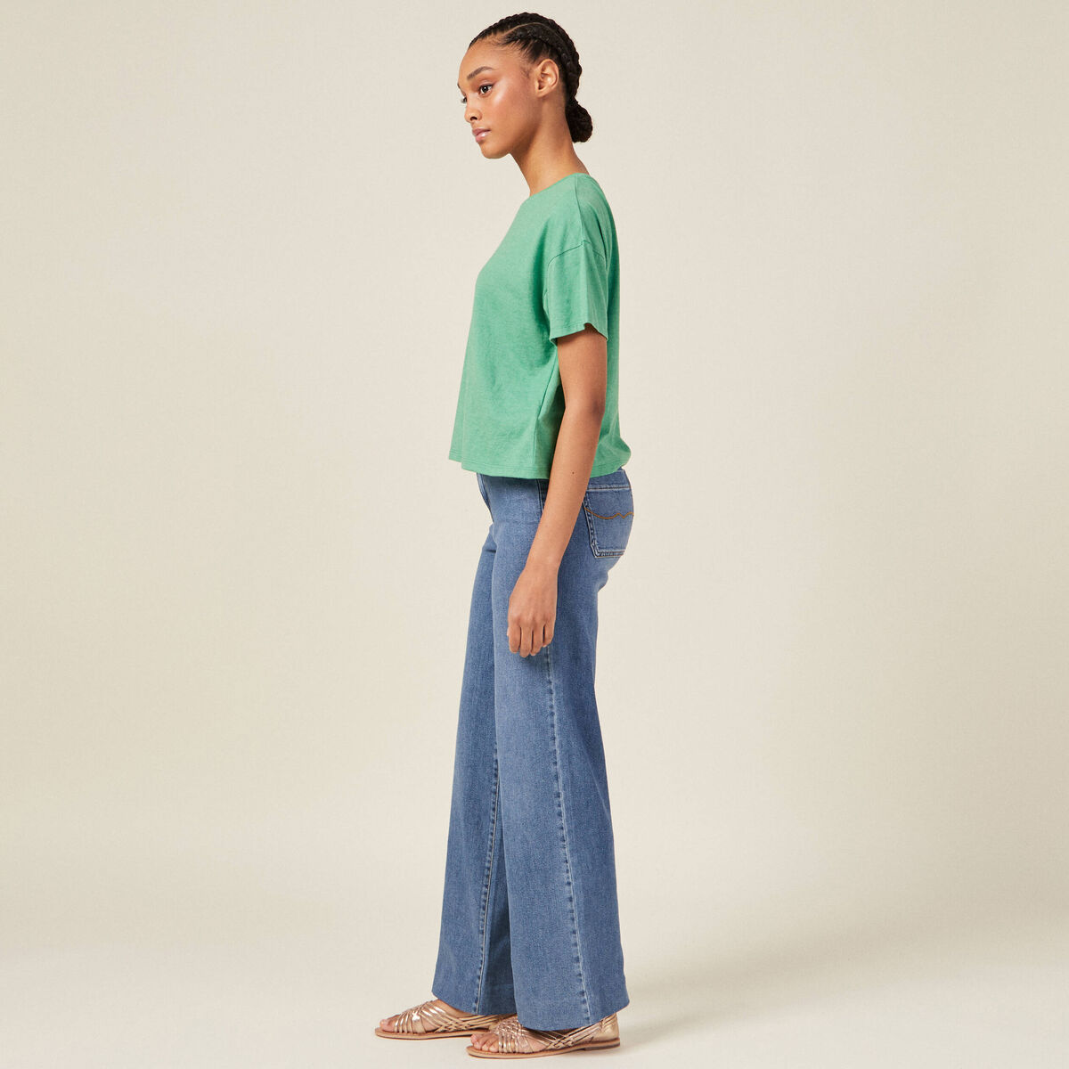 T-shirt manches courtes vert femme