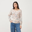 Pull col bateau manches longues ecru femme