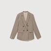 Blazer &agrave; carreaux col tailleur gris femme
