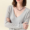 Pull à manches longues gris clair femme