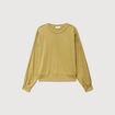 Sweat droit en coton manches longues camel femme