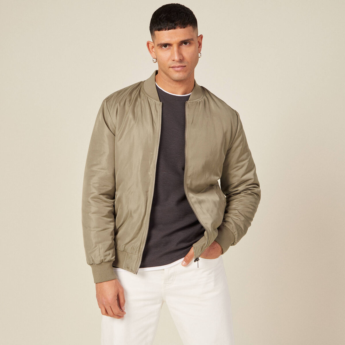 Blouson bomber éco-responsable taupe homme