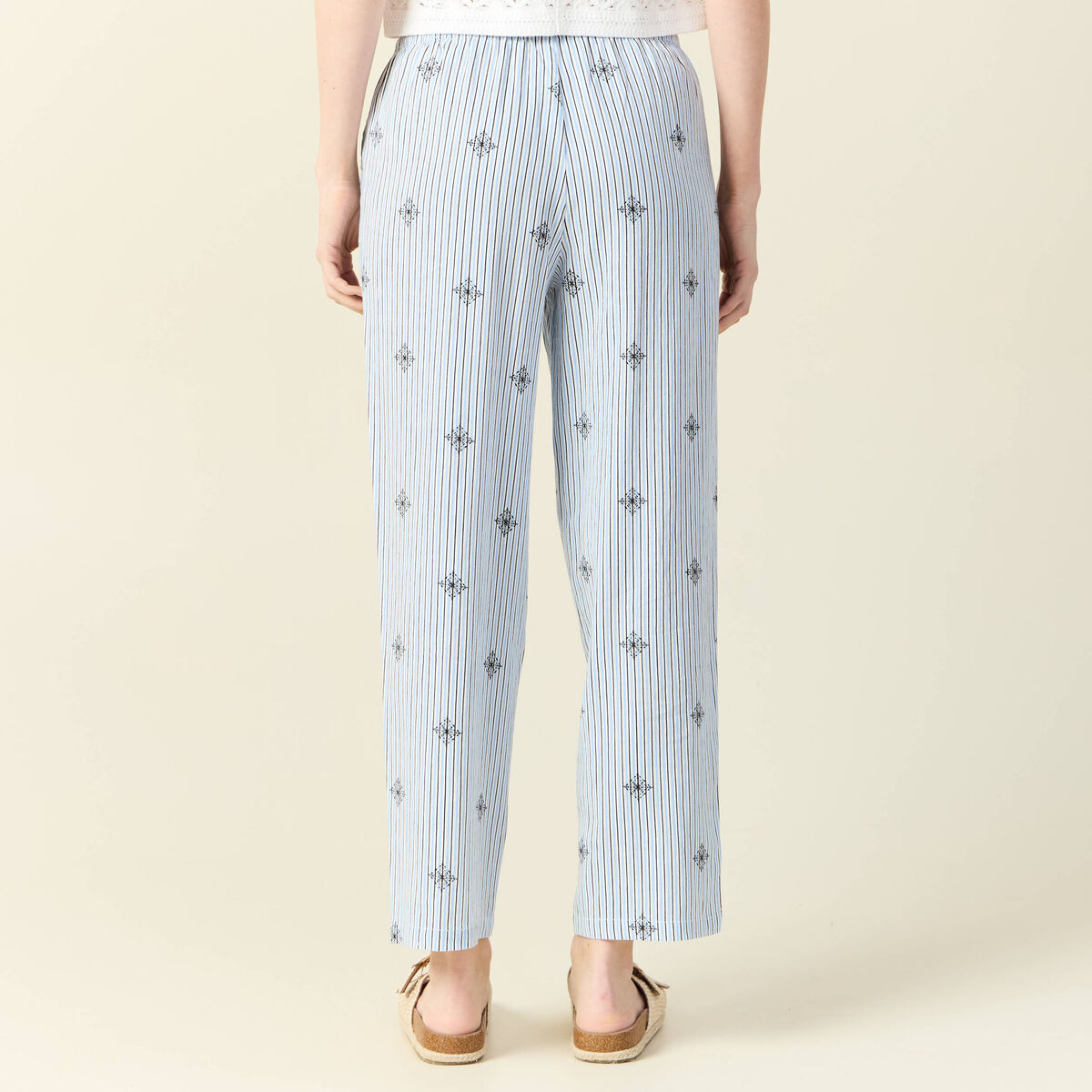 Pantalon droit 7/8ème bleu ciel femme